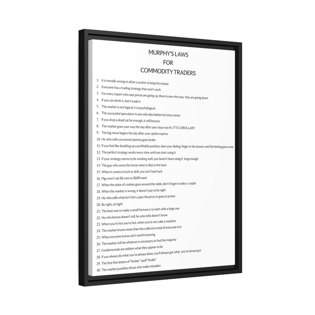 Murphy's Laws for Commodity Traders Framed Canvas